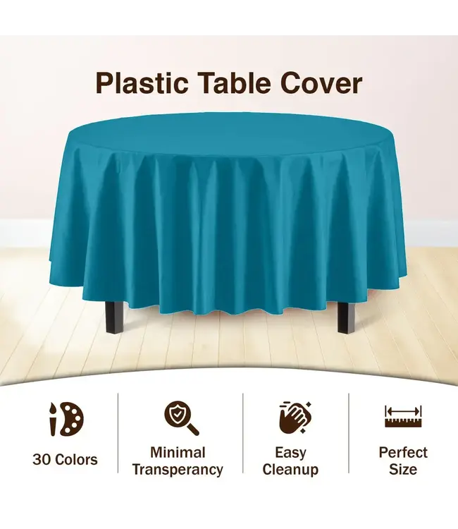 EXQUISITE 84in Round Turquoise Table Cover