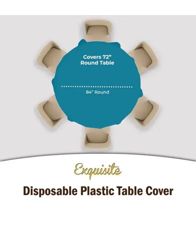 EXQUISITE 84in Round Turquoise Table Cover
