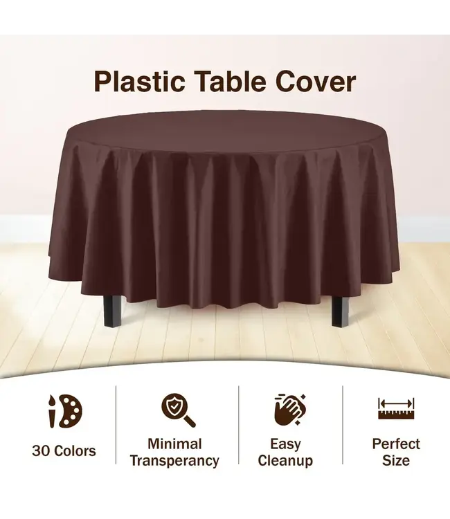 EXQUISITE 84in Round Brown Table Cover