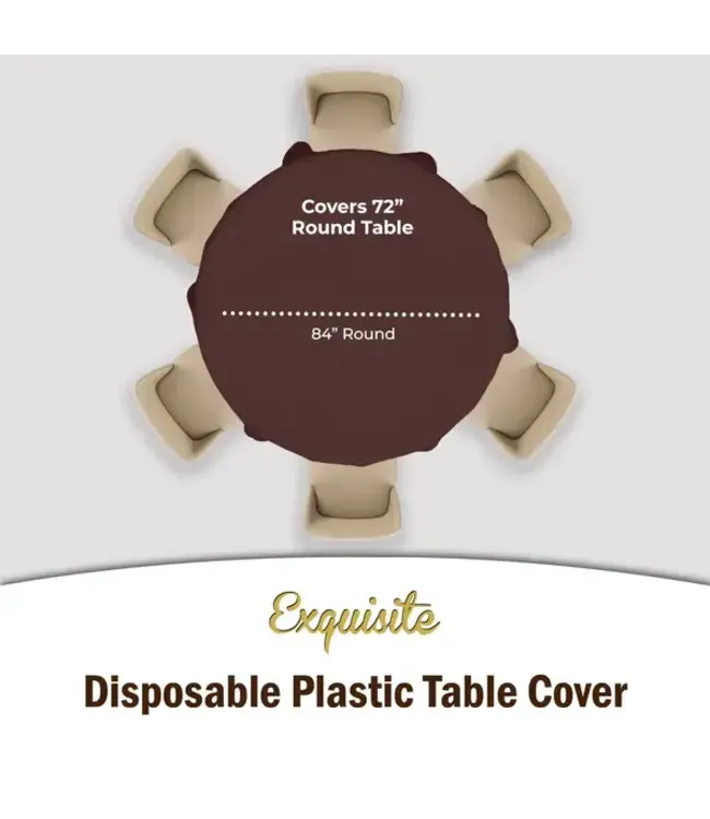 EXQUISITE 84in Round Brown Table Cover