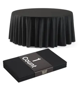 EXQUISITE Premium 120" Round Black Table Cover