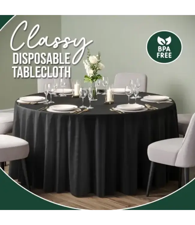 EXQUISITE Premium 120" Round Black Table Cover
