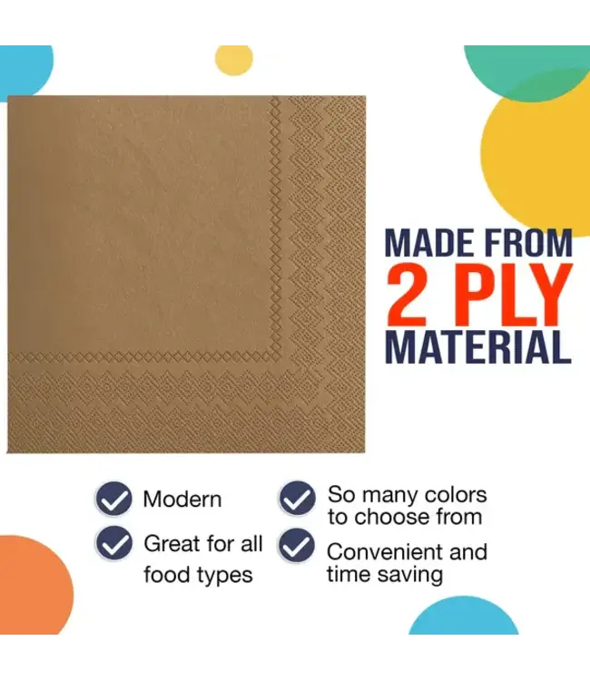 CROWN DISPLAY Gold Beverage Napkins - 50 Ct.