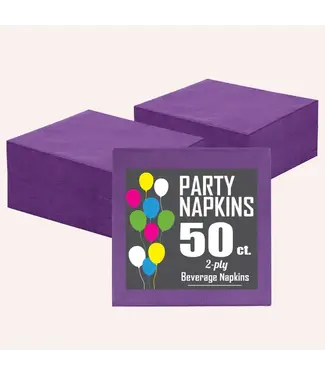 CROWN DISPLAY Purple Beverage Napkins - 50 Ct.