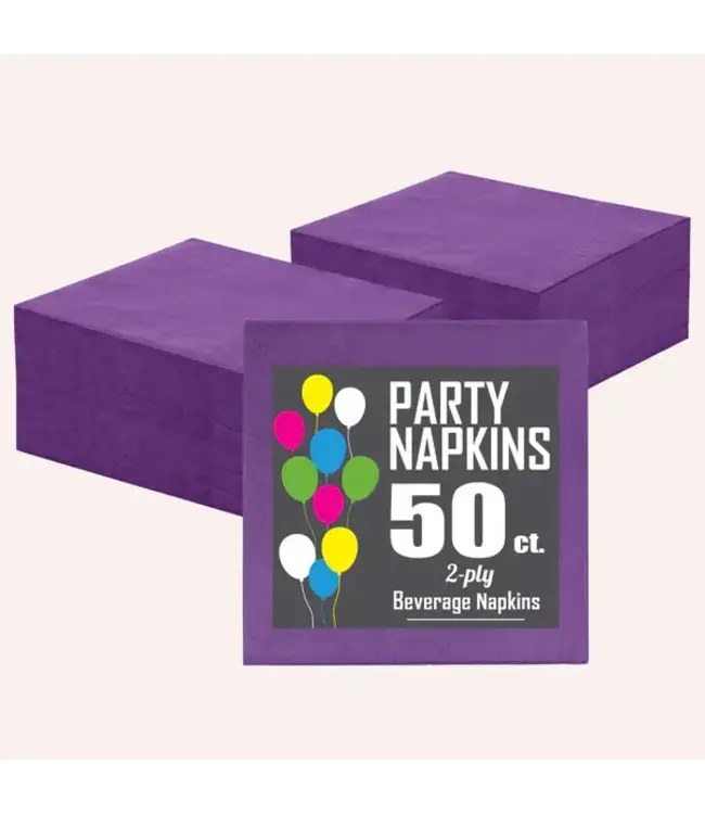 CROWN DISPLAY Purple Beverage Napkins - 50 Ct.