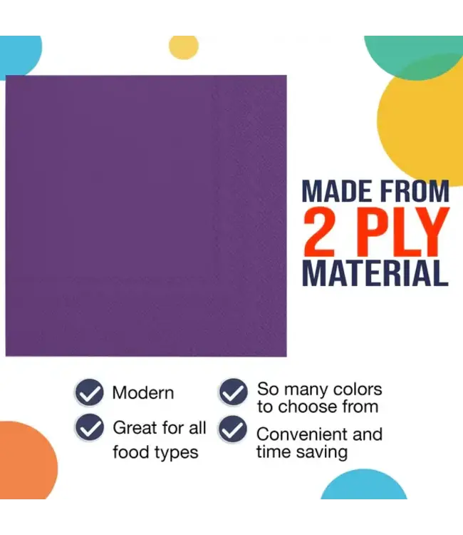 CROWN DISPLAY Purple Beverage Napkins - 50 Ct.
