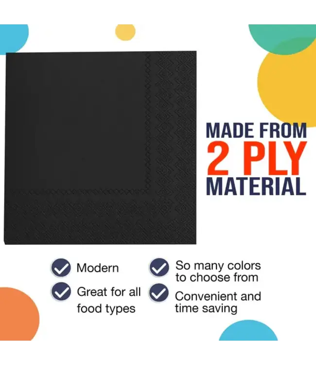 CROWN DISPLAY Black Luncheon Napkins - 50 Ct.