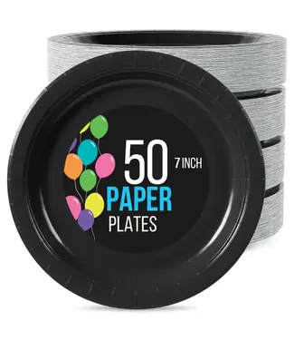 CROWN DISPLAY 50CT 7in PAPER PLATES BLACK