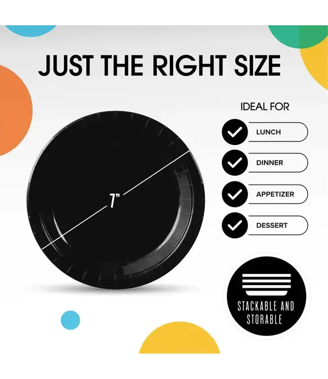 CROWN DISPLAY 50CT 7in PAPER PLATES BLACK