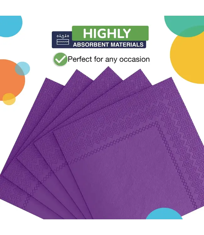 CROWN DISPLAY Purple Dinner Napkins - 50 Ct.