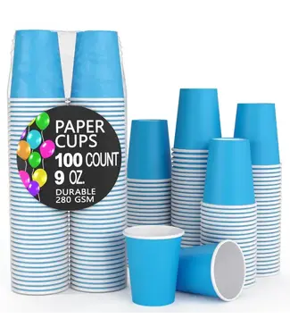 CROWN DISPLAY 9 oz. Turquoise Paper Cups - 100 Ct.
