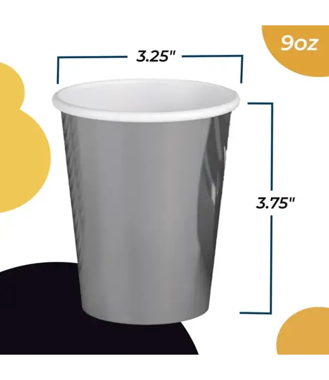 CROWN DISPLAY 9 oz. Metallic Silver Paper Cups - 50 Ct.