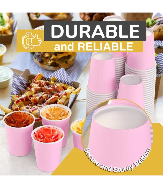 CROWN DISPLAY 9 Oz. Pink Paper Cups | 100 Count