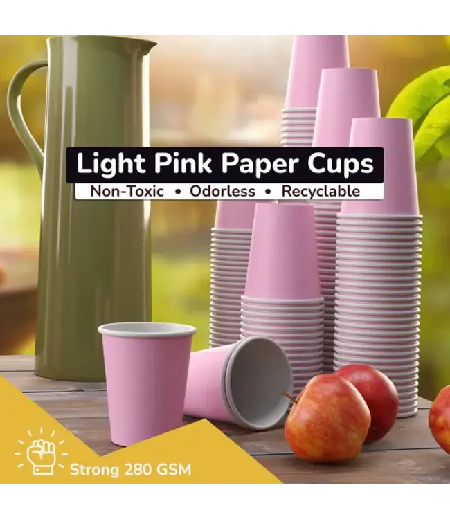 CROWN DISPLAY 9 Oz. Pink Paper Cups | 100 Count