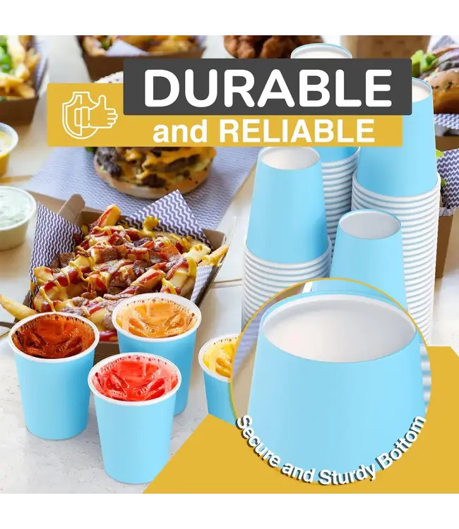CROWN DISPLAY 9 oz. Light Blue Paper Cups - 100 Ct.