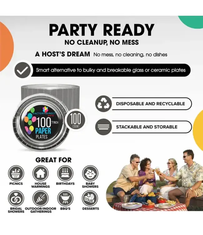 CROWN DISPLAY 7 In. Reflective Silver Paper Plates - 100 Ct.