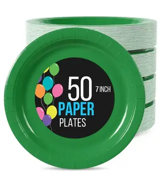 CROWN DISPLAY 7 In. Emerald Green Paper Plates - 50 Ct.