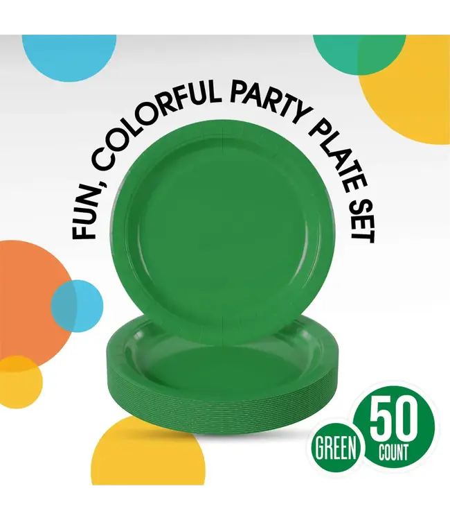 CROWN DISPLAY 7 In. Emerald Green Paper Plates - 50 Ct.