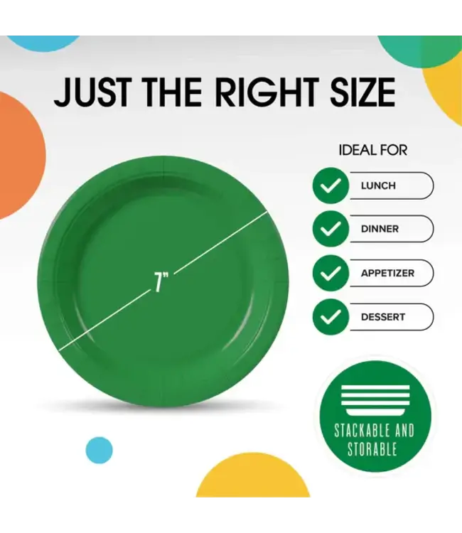 CROWN DISPLAY 7 In. Emerald Green Paper Plates - 50 Ct.