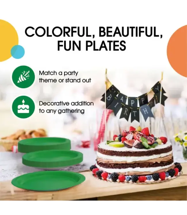 CROWN DISPLAY 7 In. Emerald Green Paper Plates - 50 Ct.