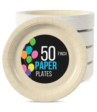 CROWN DISPLAY 7 In. Ivory Paper Plates - 50 Ct.