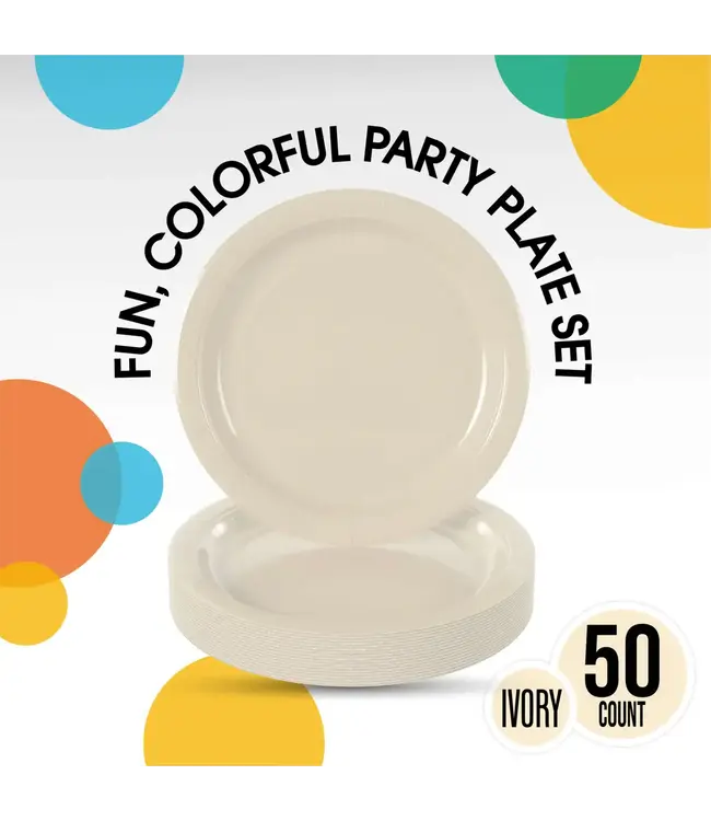 CROWN DISPLAY 7 In. Ivory Paper Plates - 50 Ct.