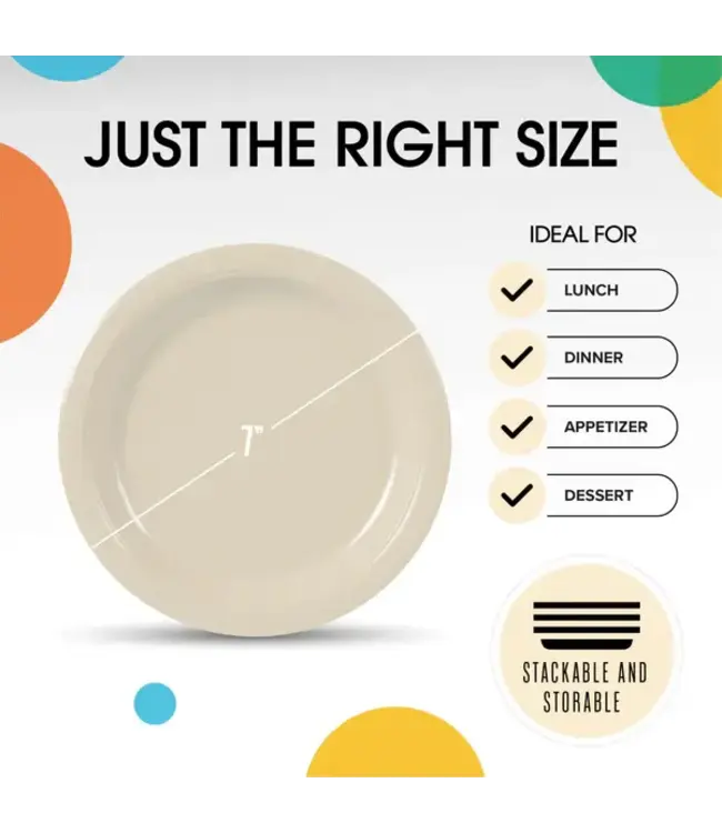 CROWN DISPLAY 7 In. Ivory Paper Plates - 50 Ct.
