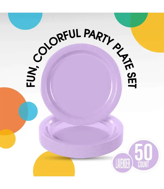 CROWN DISPLAY 7 In. Lavender Paper Plates - 50 Ct.