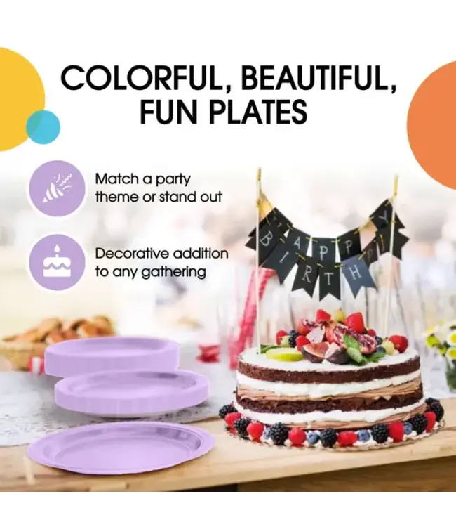 CROWN DISPLAY 7 In. Lavender Paper Plates - 50 Ct.