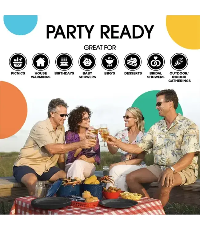 CROWN DISPLAY 9 In. Black Paper Plates - 50 Ct.