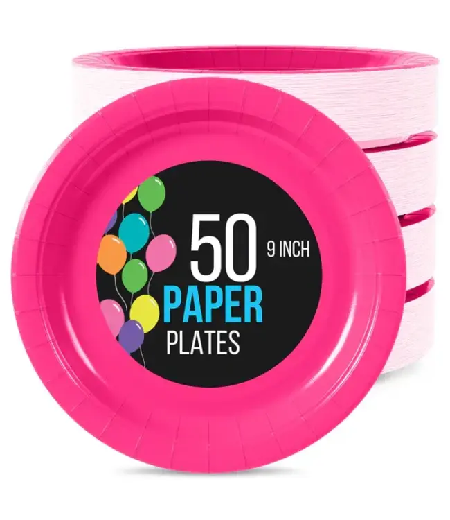 CROWN DISPLAY 9 In. Cerise Paper Plates - 50 Ct.