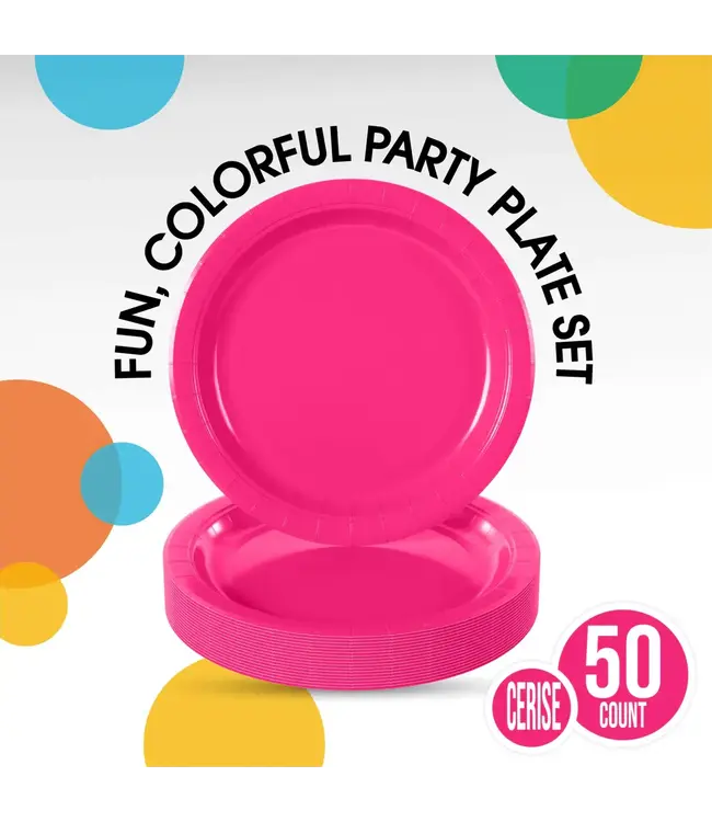 CROWN DISPLAY 9 In. Cerise Paper Plates - 50 Ct.