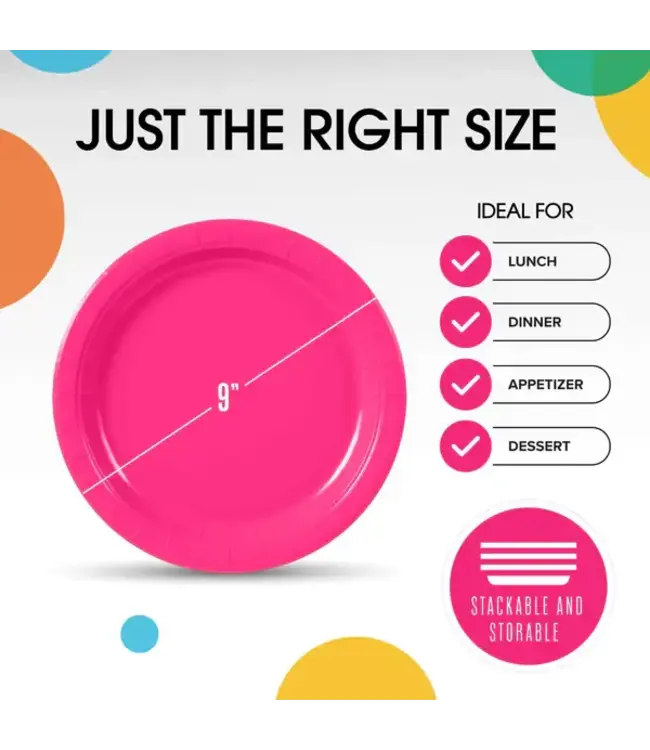 CROWN DISPLAY 9 In. Cerise Paper Plates - 50 Ct.