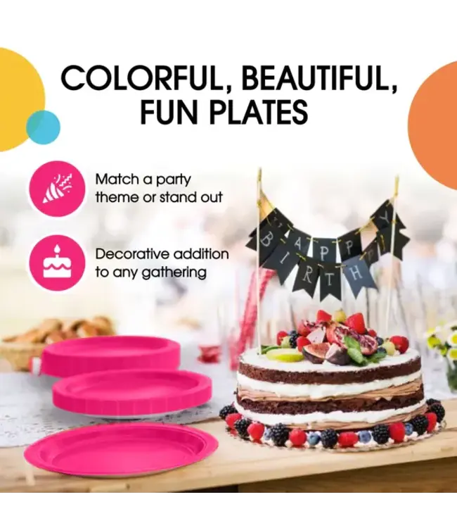 CROWN DISPLAY 9 In. Cerise Paper Plates - 50 Ct.