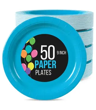 CROWN DISPLAY 9 In. Turquoise Paper Plates - 50 Ct.