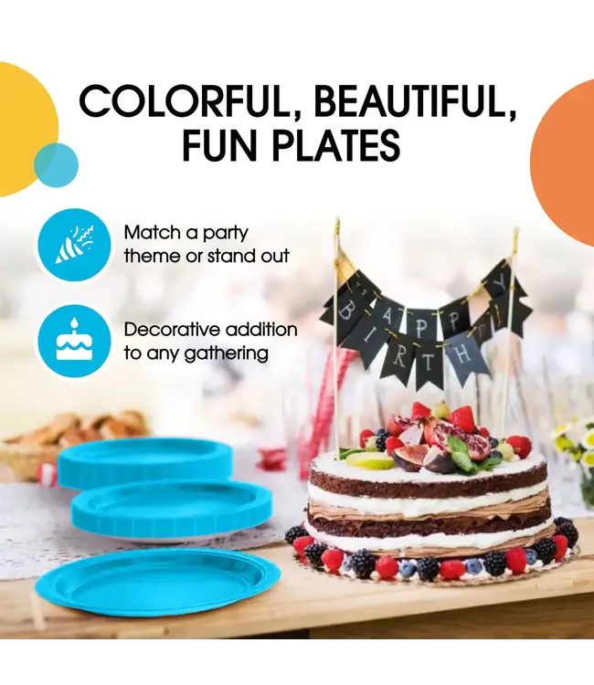 CROWN DISPLAY 9 In. Turquoise Paper Plates - 50 Ct.