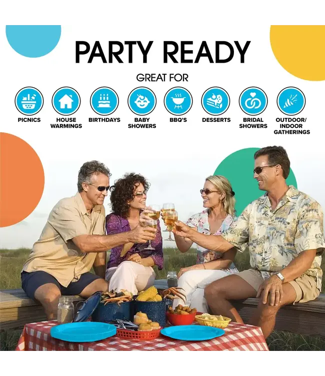 CROWN DISPLAY 9 In. Turquoise Paper Plates - 50 Ct.