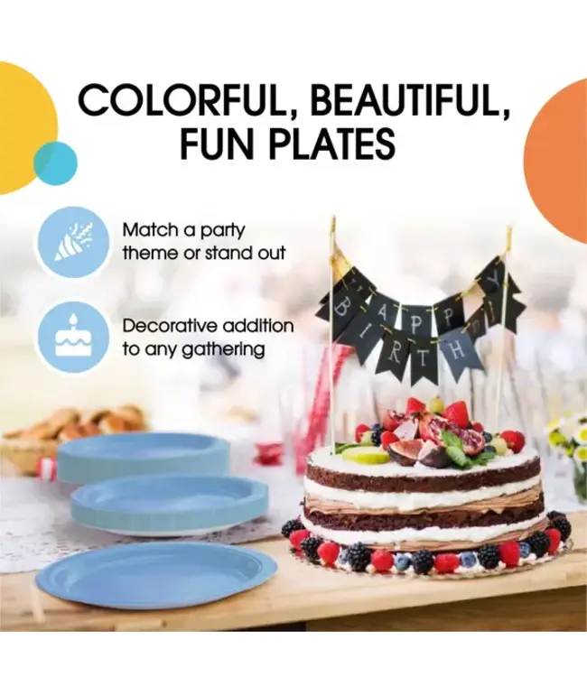 CROWN DISPLAY 9 In. Light Blue Paper Plates - 50 Ct.
