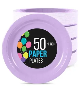 CROWN DISPLAY 9 In. Lavender Paper Plates - 50 Ct.