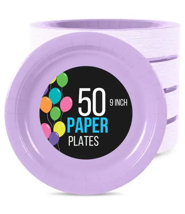 CROWN DISPLAY 9 In. Lavender Paper Plates - 50 Ct.