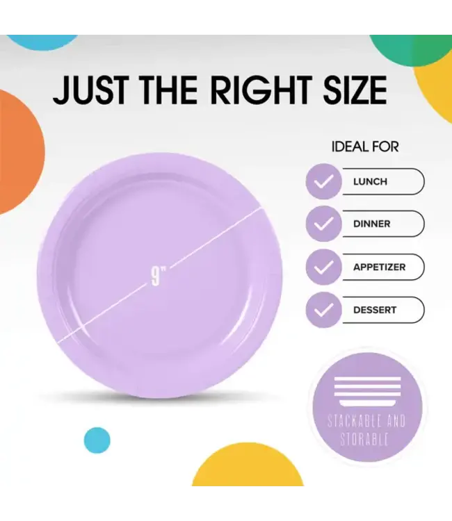 CROWN DISPLAY 9 In. Lavender Paper Plates - 50 Ct.