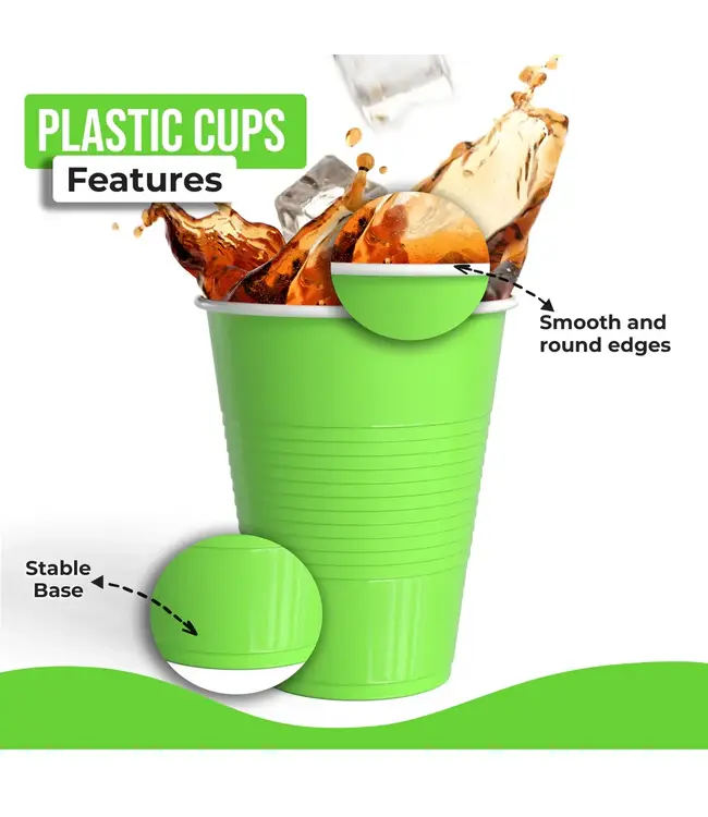 CROWN DISPLAY 18 oz. Lime Green Plastic Cups - 50 Ct.