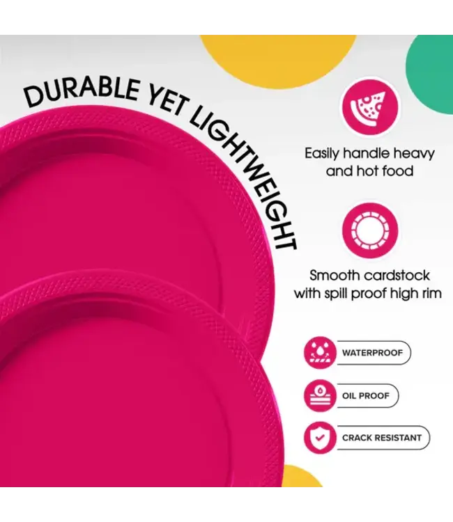 CROWN DISPLAY 7 In. Cerise Plastic Plates - 50 Ct.