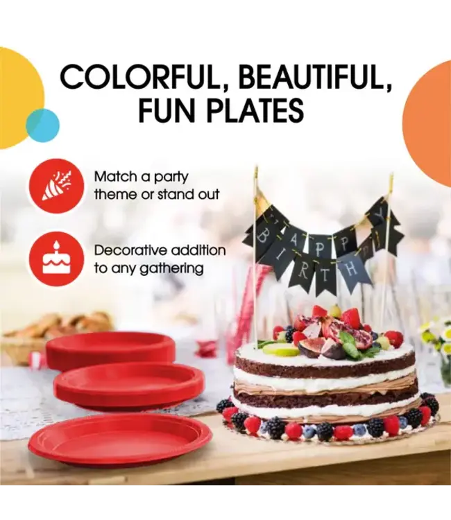 CROWN DISPLAY 7 In. Red Plastic Plates - 50 Ct.