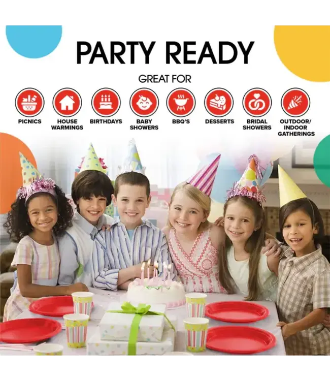 CROWN DISPLAY 7 In. Red Plastic Plates - 50 Ct.