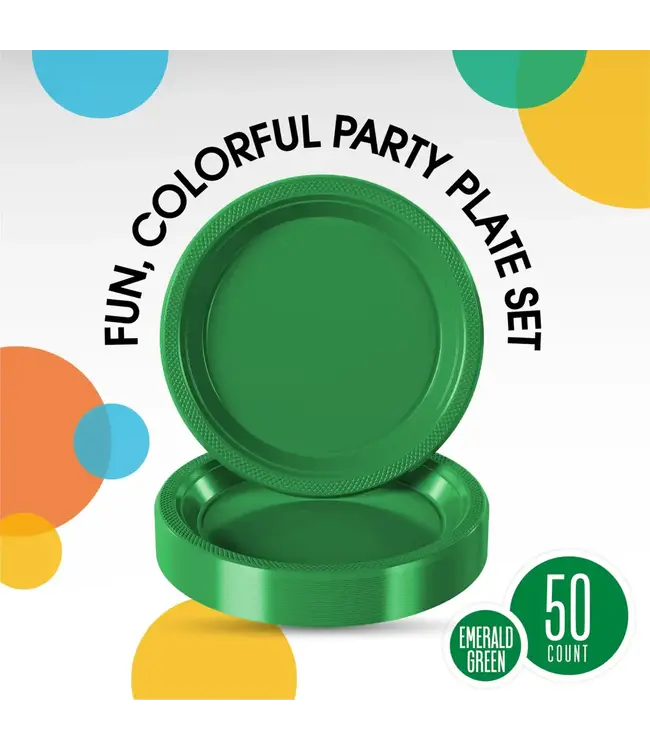 CROWN DISPLAY 7 In. Emerald Green Plastic Plates - 50 Ct.