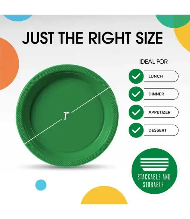 CROWN DISPLAY 7 In. Emerald Green Plastic Plates - 50 Ct.