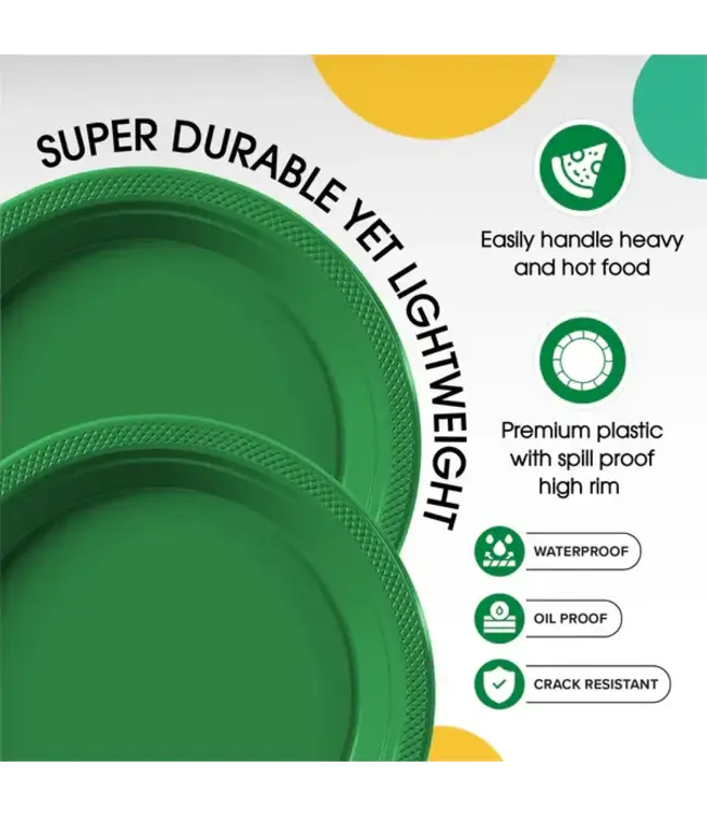CROWN DISPLAY 7 In. Emerald Green Plastic Plates - 50 Ct.