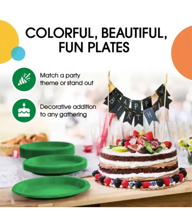 CROWN DISPLAY 7 In. Emerald Green Plastic Plates - 50 Ct.