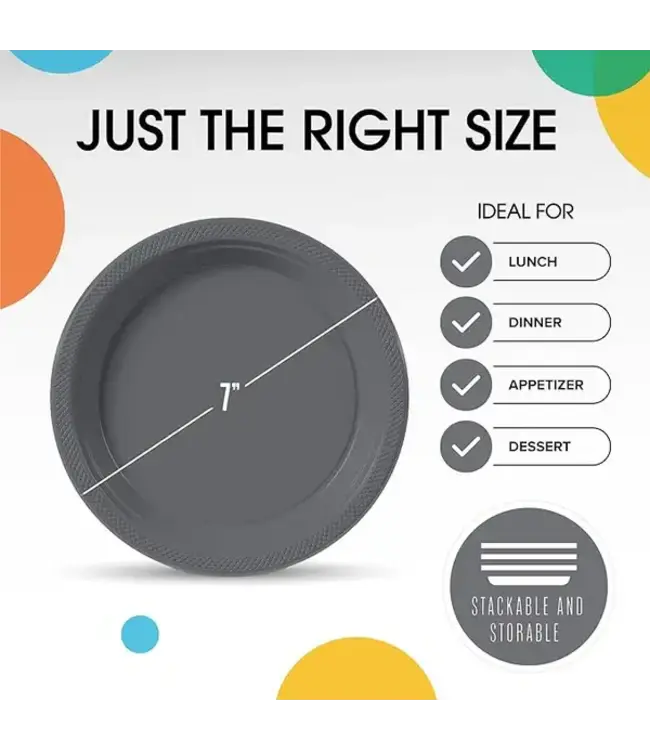 CROWN DISPLAY 7 In. Silver Plastic Plates - 50 Ct.